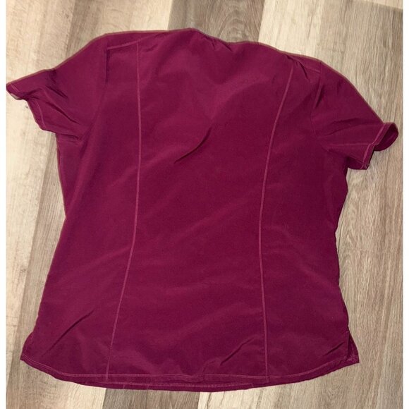 Womens Burgundy V-Neck Scrub Top - Picture 4 of 5